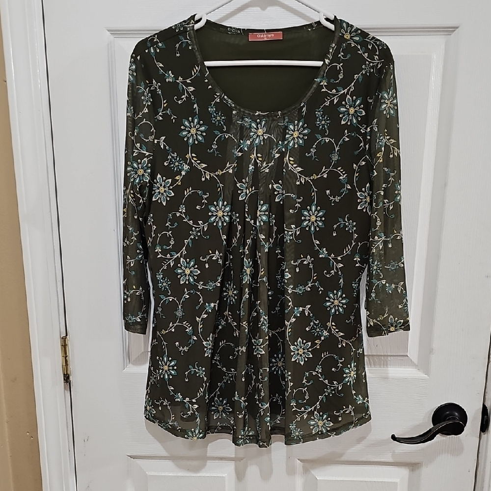 Floral Green Women's Blouse